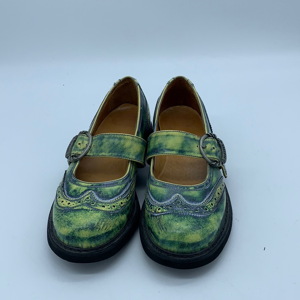 John Fluevog Acid Green Mary Jane Shoes Size 11 - Picture 2 of 13
